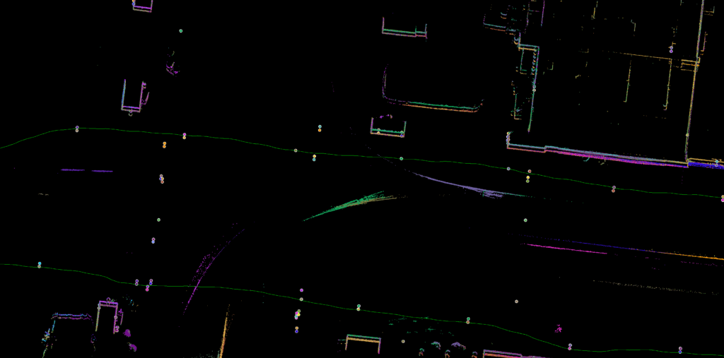 Visualization of the loop closure algorithm process on a point cloud in PPIMMS, the Viametris post-processing software.