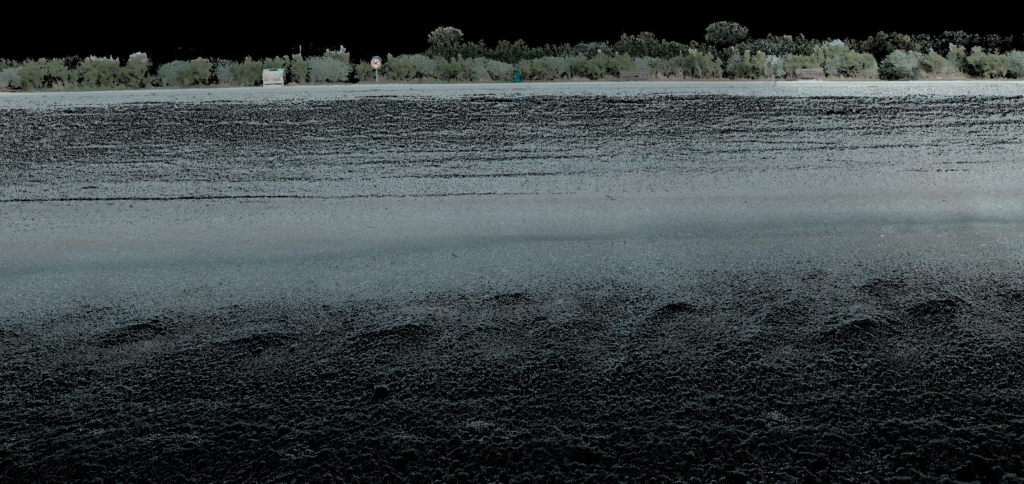 Point cloud of a beach captured using the MS-96, illustrating detailed 3D representation of the shoreline